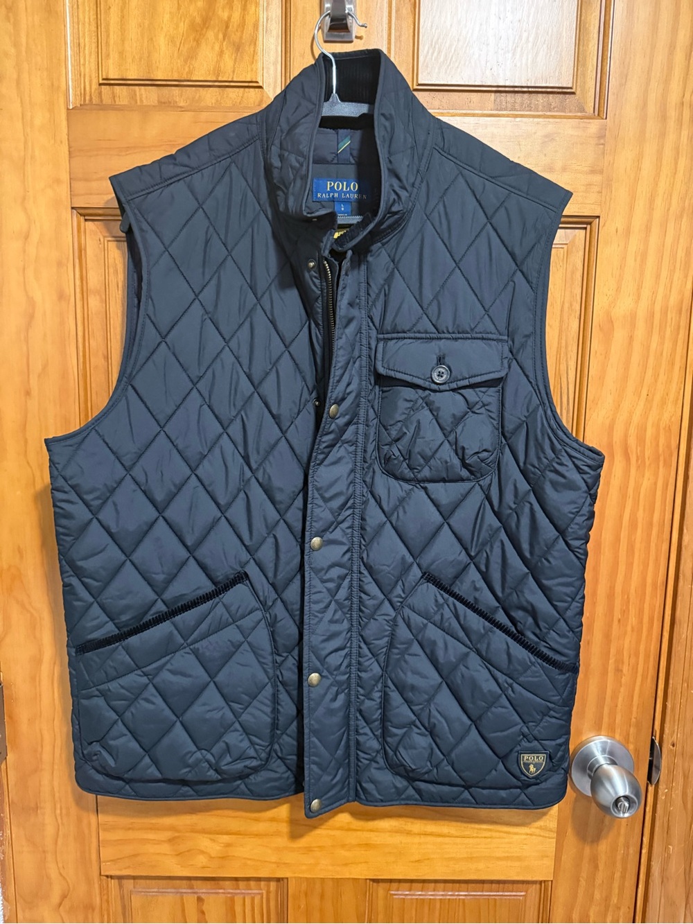 Polo Ralph Lauren Jacket Men's Beaton Water-Repellent Quilted Vest Large BLK/NVY